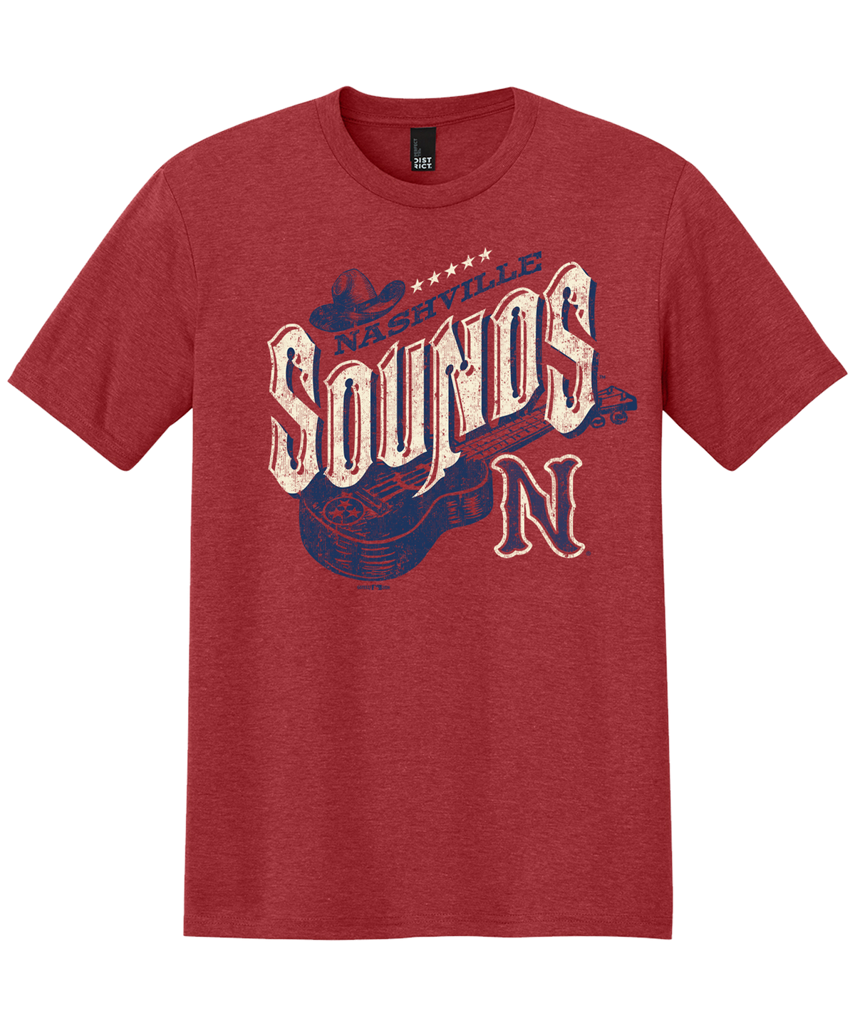 Nashville Sounds Red Frost Guitar Triblend Tee