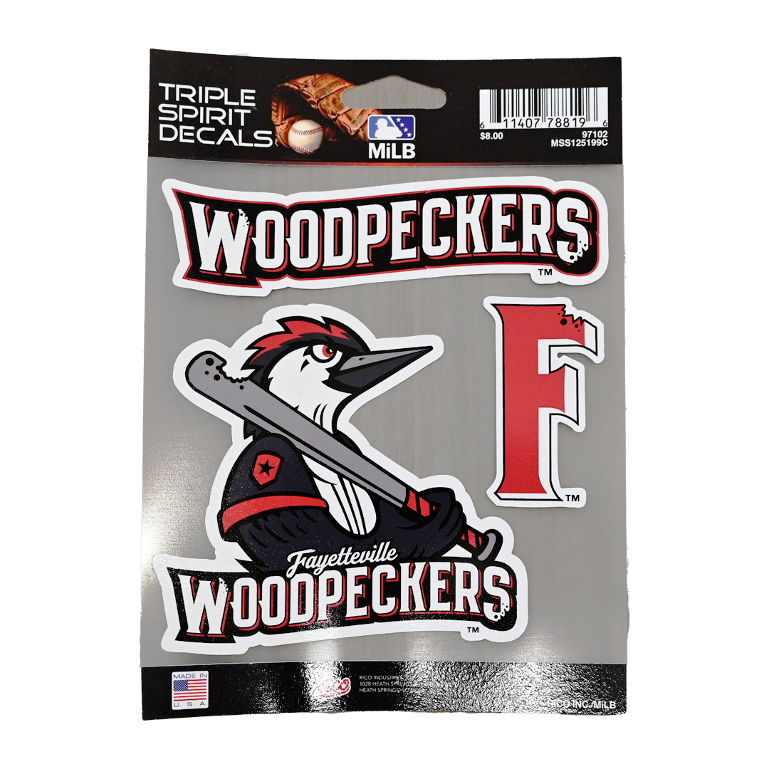 Fayetteville Woodpeckers Rico 3 Pack Logo Decal