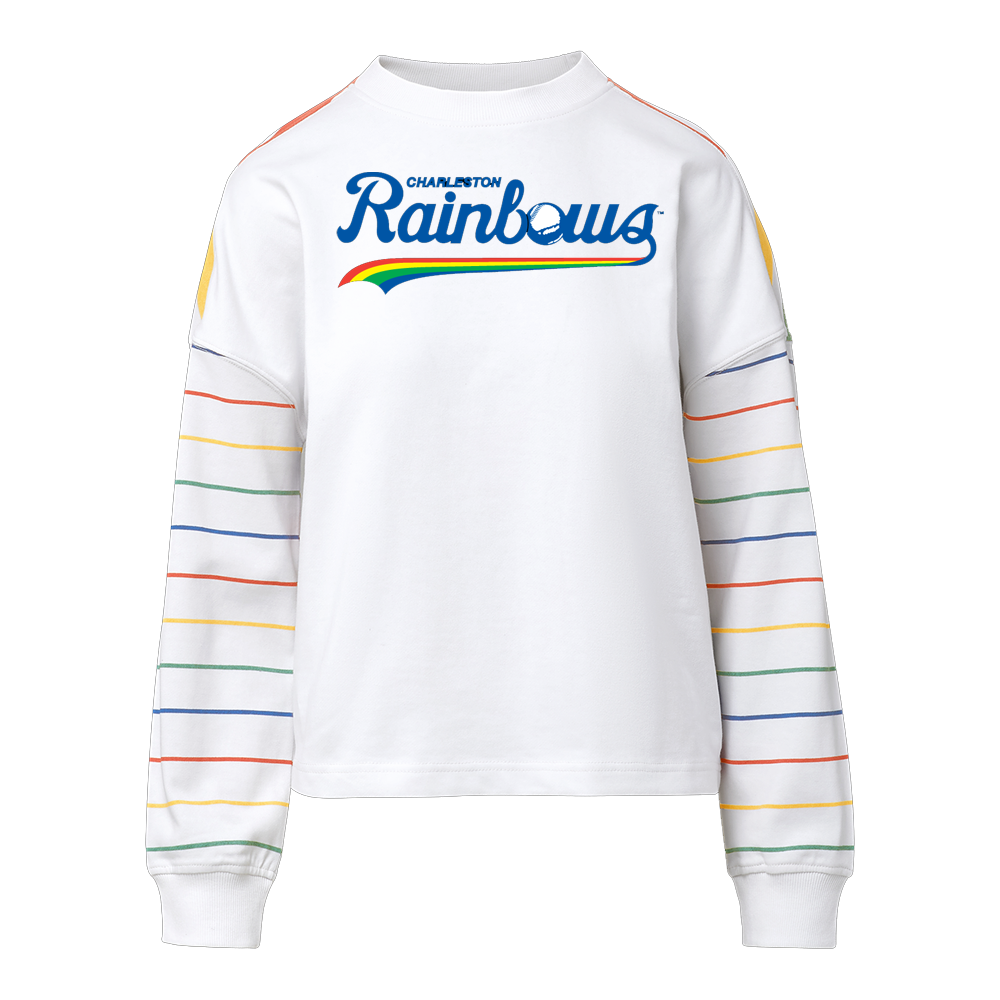 Charleston RiverDogs Women's Mood & Vibe striped Rainbows crew